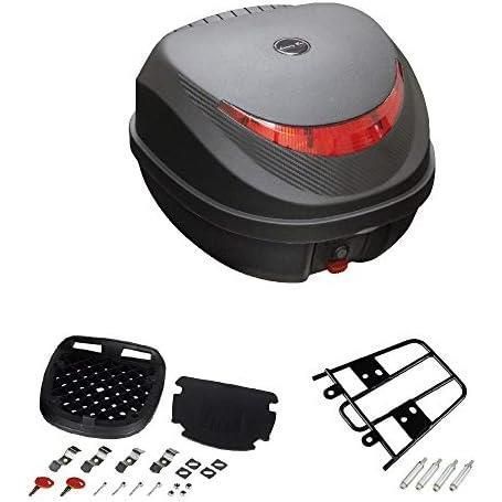 バイクパーツセンター(Bike Parts Center) リアボックス 32L ブラック×レッド バックレスト付u0026LEAD125/DIO110 リアキャリアセット