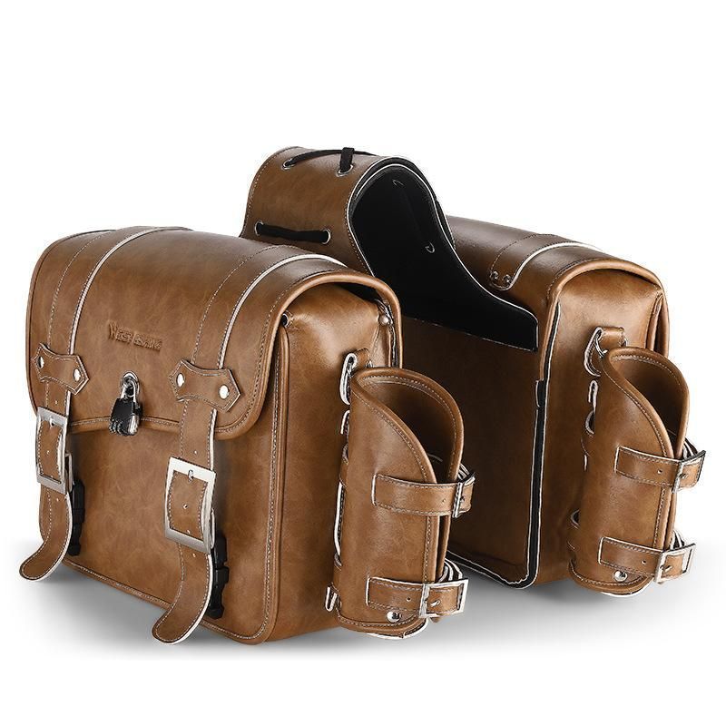 【正規品 本物】 バイク用サイドバッグ レトロ ダブルサイドバッグ 大容量8 8L 左右セット サイドバッグ 大容量レザー収納バッグ 品用パスワードロック まとめ売り