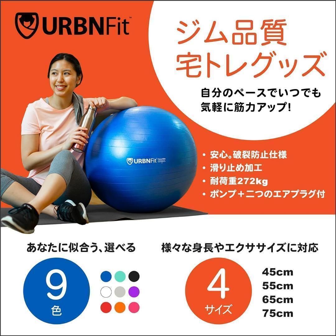 バランスボール 65cm 麗しい エクササイズボール ブラック