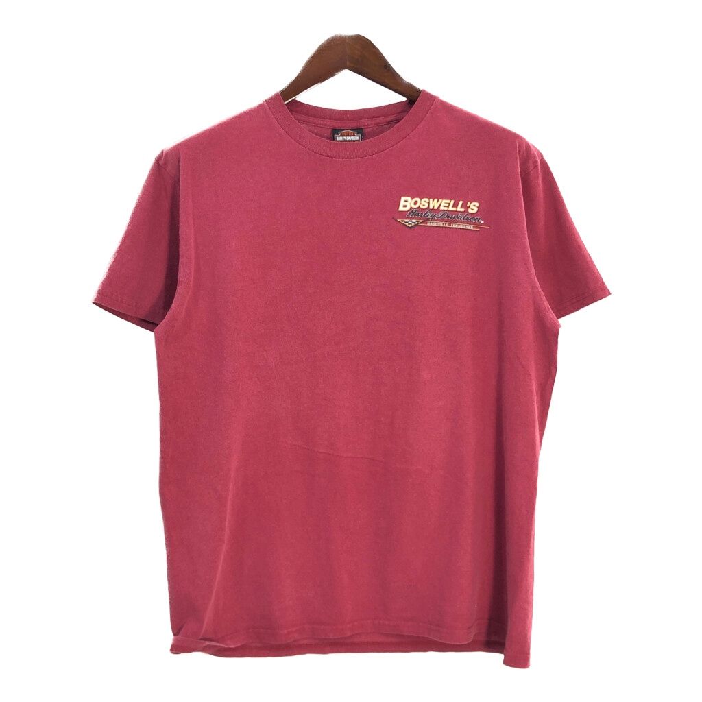 HARLEY DAVIDSON ハーレーダビッドソン モーターサイクル Ｔシャツ ワインレッド メンズ L 古着 U1265