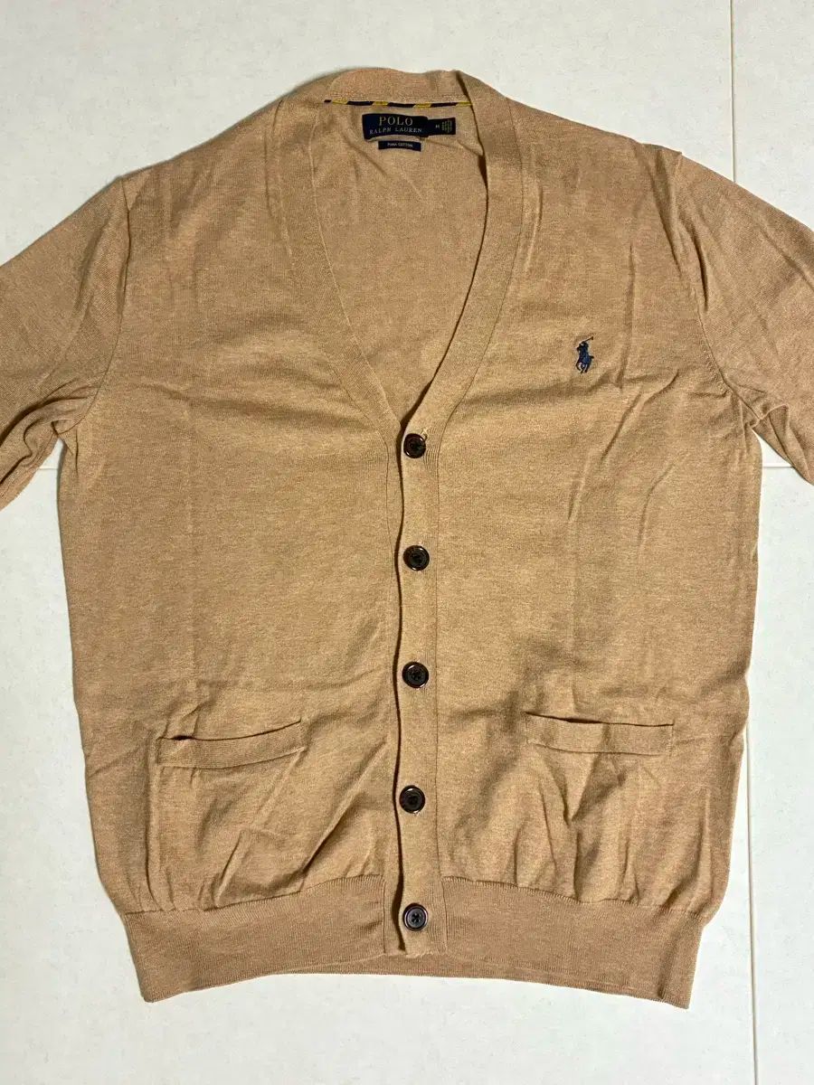 ポロ Ralph Lauren ラルフローレン ピマ コットン カーディガン m ベージュ