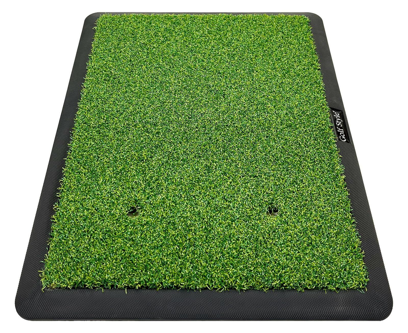 Color:01. 単品 GolfStyle ゴルフマット ゴルフ 練習 マット 本格双芝 素振り 軌道確認 アイアン ドライバー スイング パター 練習器具 室内 屋外 人工芝 ゴム土台 34×44cm 単品