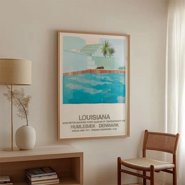 LOUISIANA DAVID HOCKNEY - POOL AND STEPS 1971 A1 アートプリント ポスター 北欧 デンマーク ルイジアナ美術館