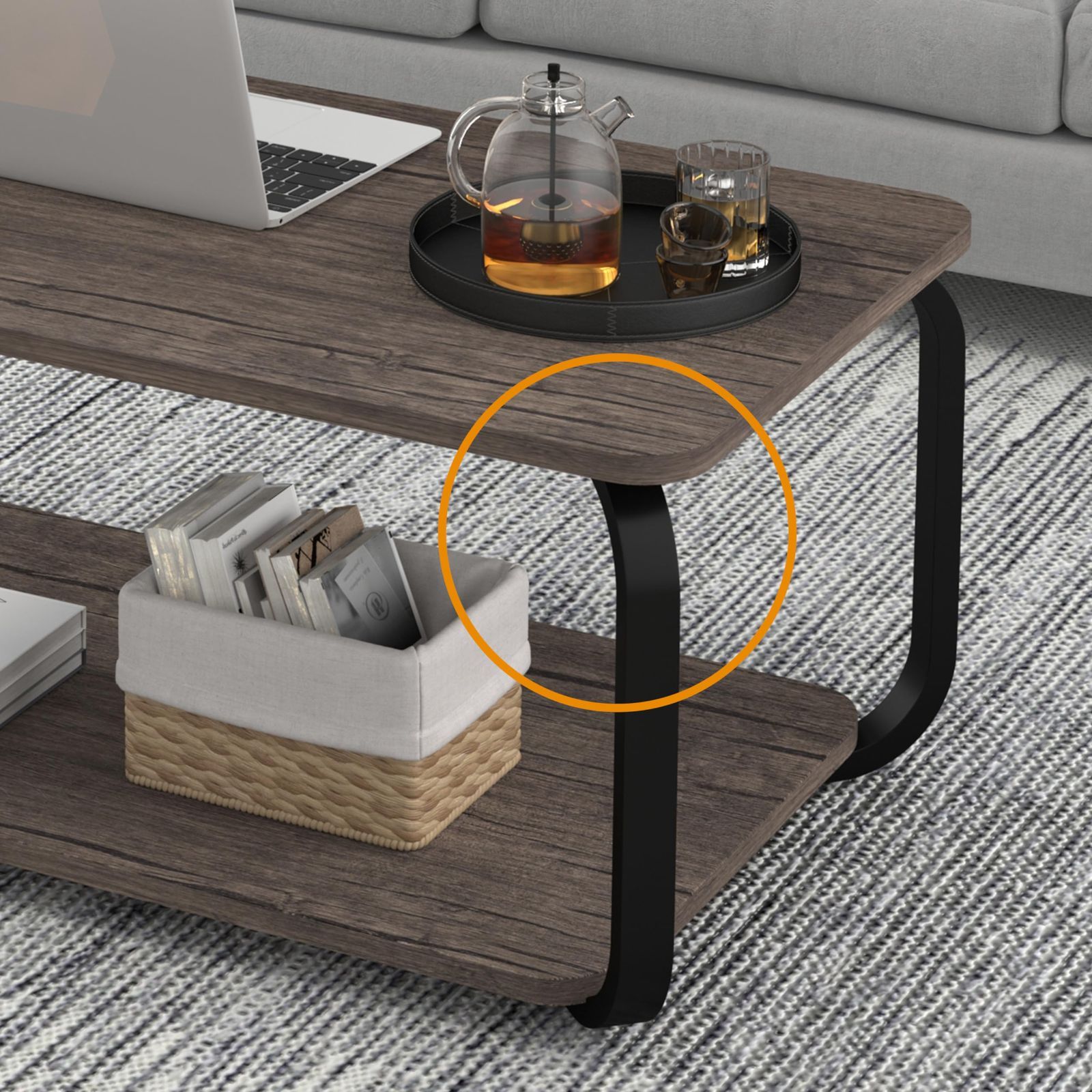 【特価商品】センターテーブル コーヒーテーブル リビング テーブル ローテーブル ルーム テーブル サイドテーブル XINYF R角保護 (グレー A80-40)