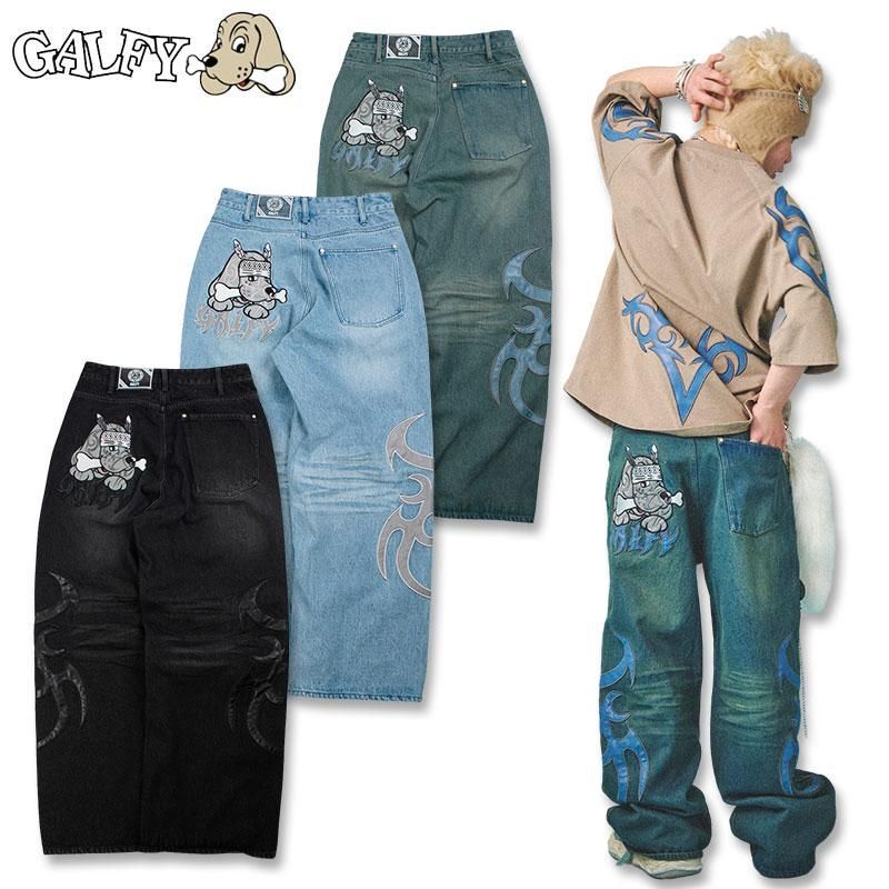 ガルフィー GALFY 部族長 デニム パンツ 152031 20 BLACK 70 L.INDIGO 90 BROWN.INDIGO ヤンキー ギャル メンズ レディース 25SS