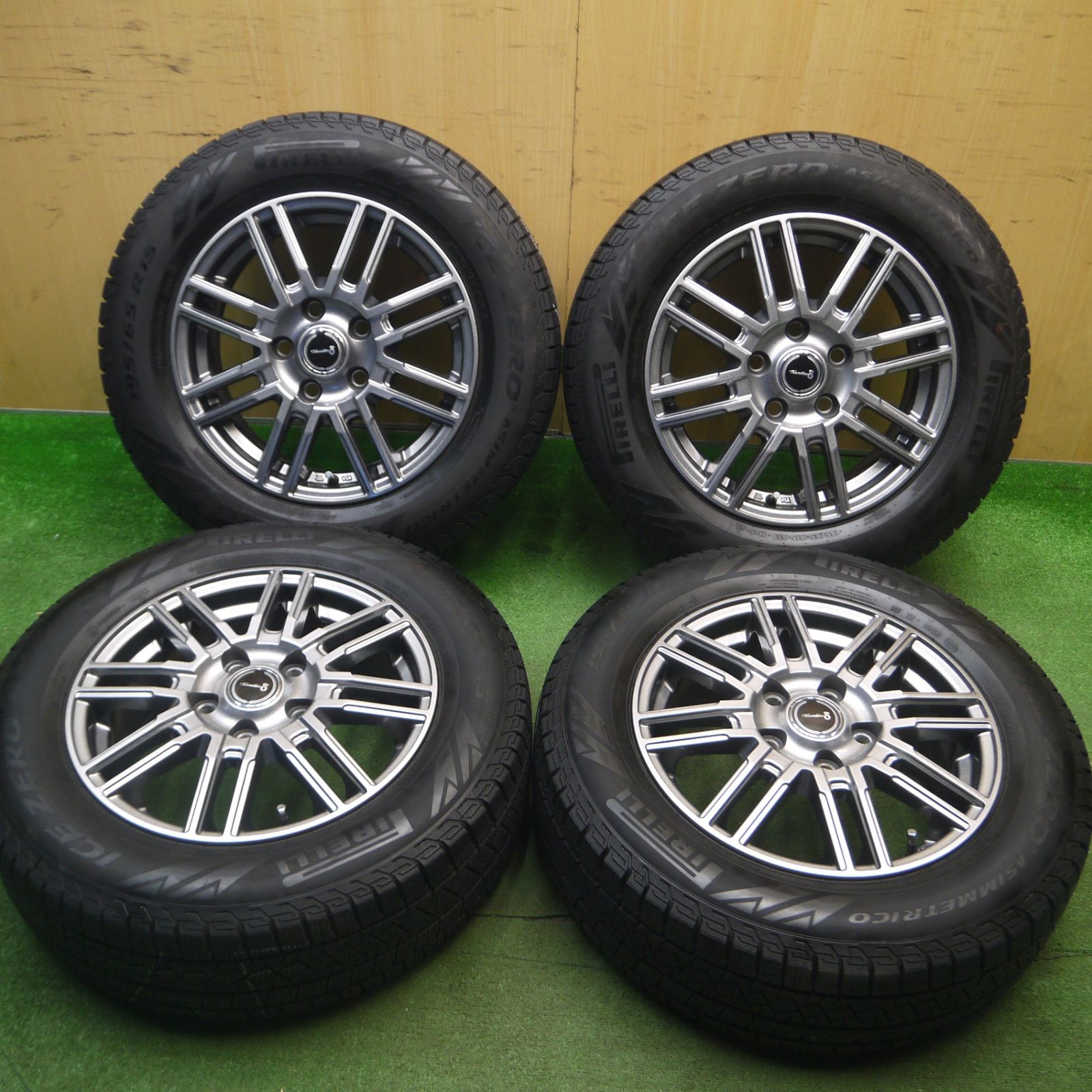 [送料無料] バリ溝！22年！キレイ！9.5分以上スタッドレス 195/65R15 ピレリ アイスゼロ アシンメトリコ Tiradoδ ティラード 15インチ PCD114.3/5H5021203Hス
