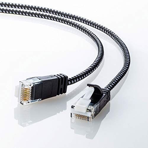 10m_ブラックu0026ホワイト サンワサプライ CAT6A細径メッシュLANケーブル (10m) 10Gbps/500MHz RJ45 ツメ折れ防止 ブラックu0026ホワイト KB-T6AME-10BKW