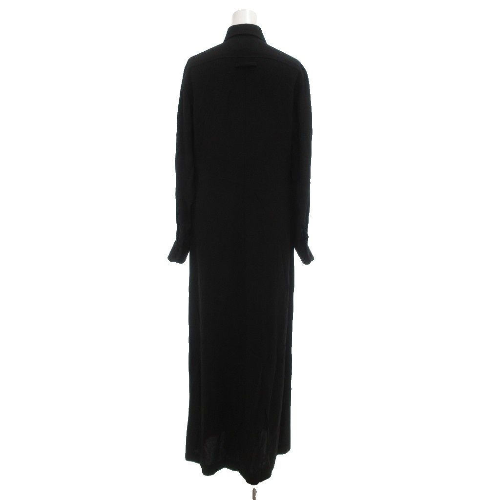 ジャンポールゴルチエ Jean Paul GAULTIER シャツワンピース ジップアップ 長袖 40 ダブルポケット 黒 ブラック ロング |GV GY13