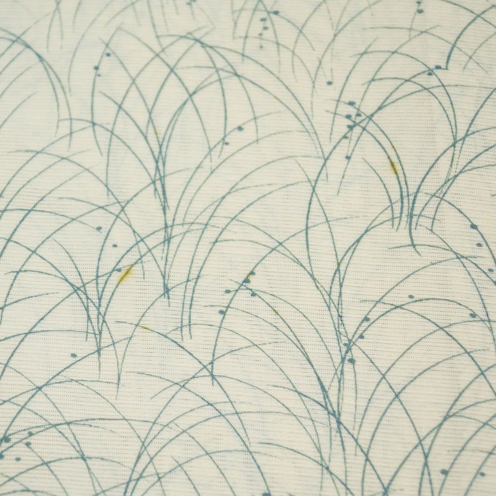 夏物 絽 付下げ訪問着 露芝模様 薄い生成り色系 Sサイズ 正絹 【中古