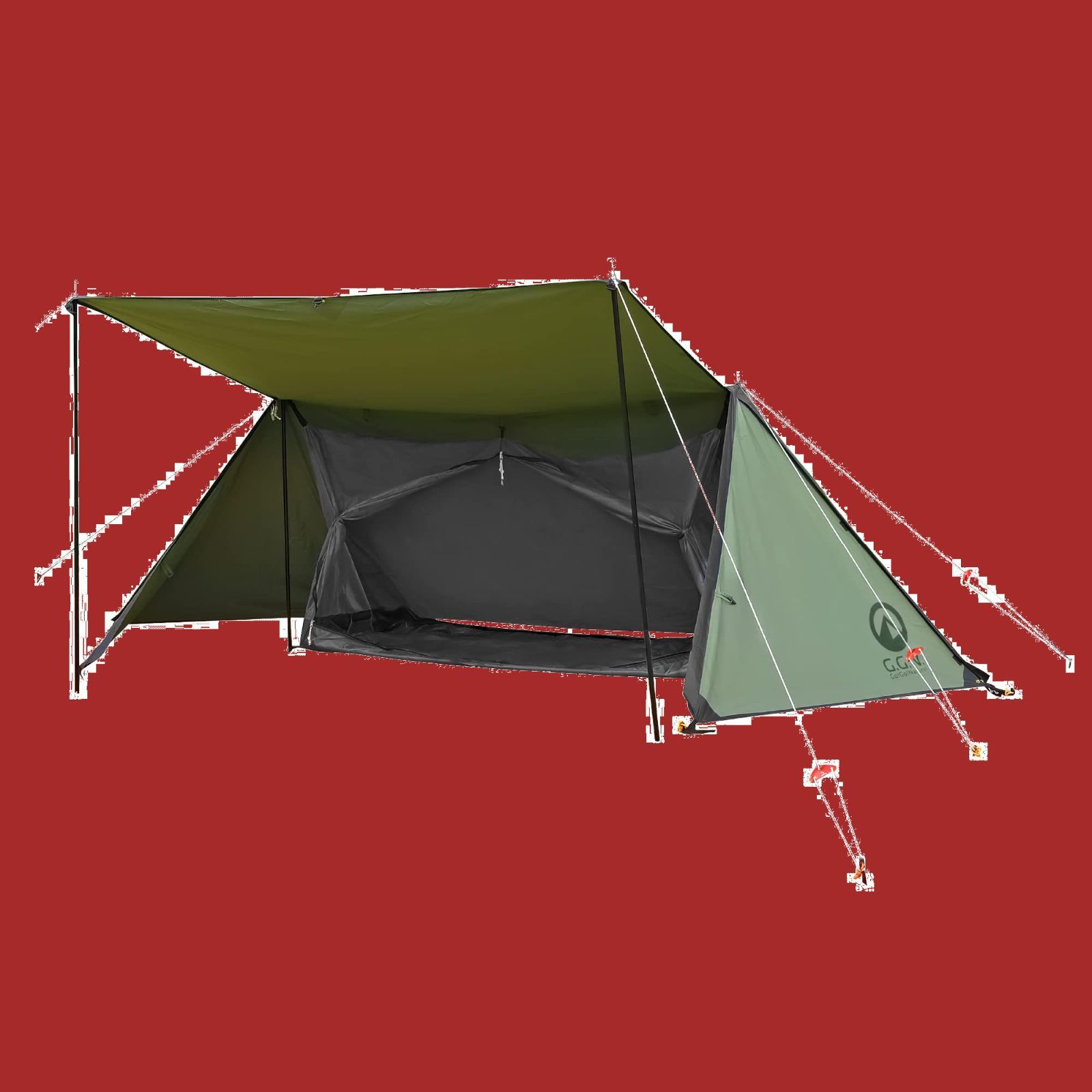 人気商品】GN12CM004 TC素材 ミリタリー ソロキャンプ テント カーキ 