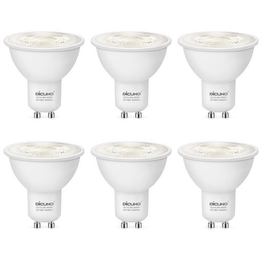 DiCUNOLED電球GU10口金白色50W形ハロゲン相当5WLEDスポットライト500lm4000K広角高輝度省エネAC100V調光器非対応6個入
