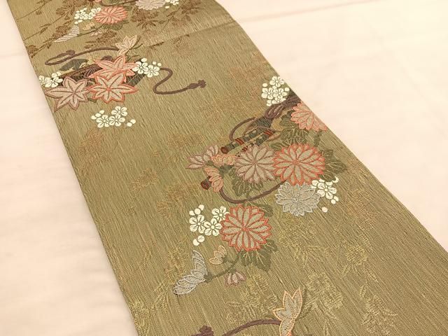 平和屋着物□六通柄 本袋帯 伊太利華文 金糸 正絹 逸品 BAAT6829hv 平和