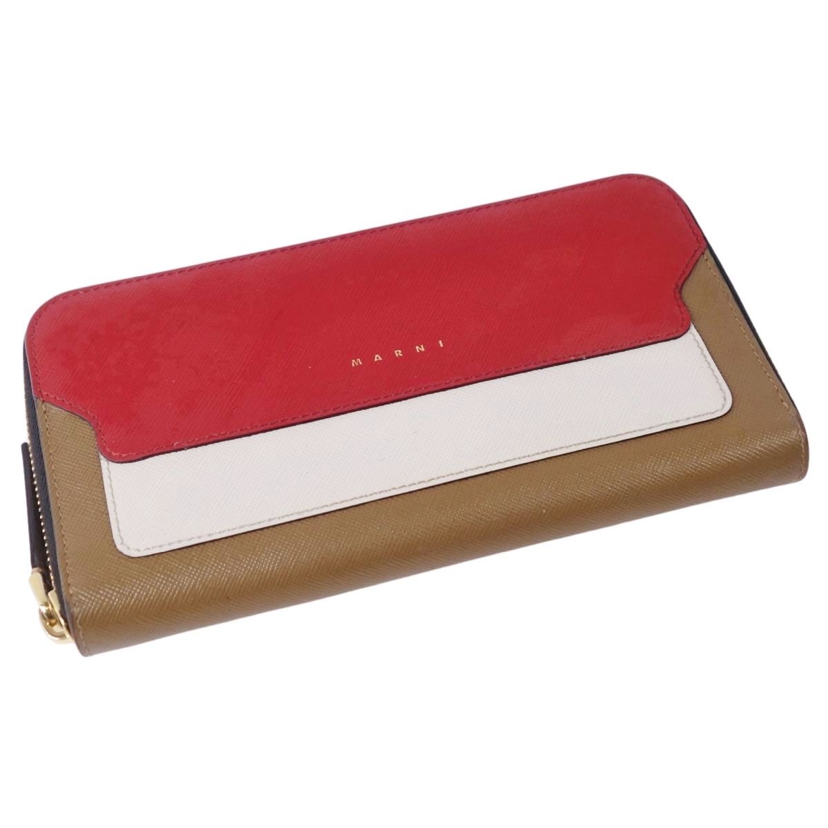極美品 マルニ MARNI 財布 長財布 ロングウォレット レザー ラウンド