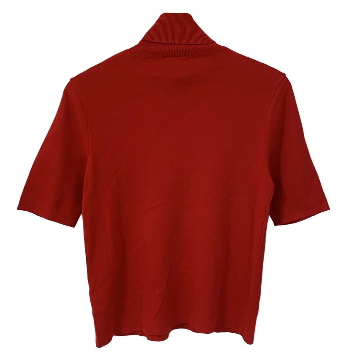 Lacoste ラコステ 半袖セーター サイズ42 L レディース - レッド タートルネック