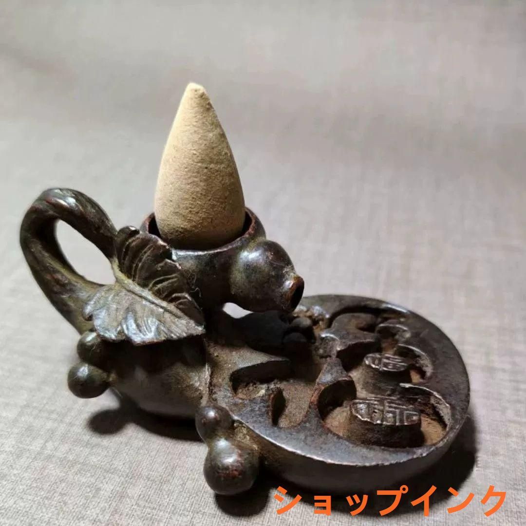 銅制 瓢?福字倒流香炉 時来運転香炉 茶道禅意 装飾品 工芸品