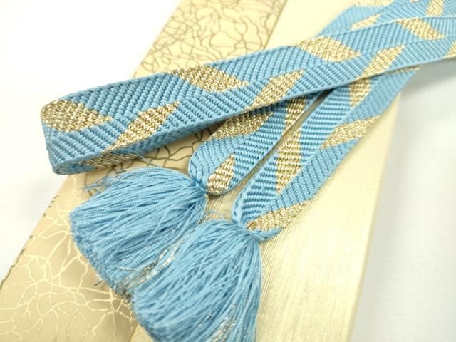 平和屋本店 上 有職組紐道明 帯締め 笹浪組 天色 金糸 宮内庁御用 国立博物館御用 東京芸術大学御用 CXAA0596s5