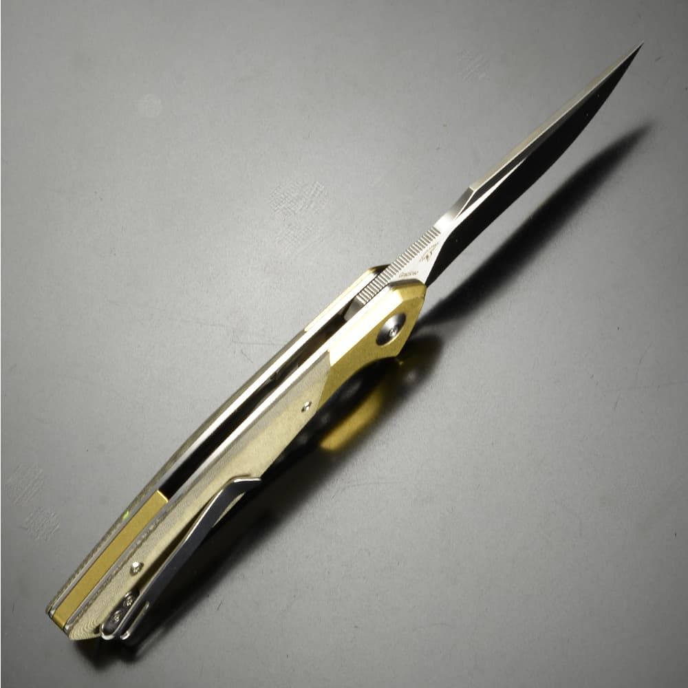 KIZER 折りたたみナイフ Grazioso グラツィオーソ 直刃 マイカルタ N690鋼 グリーン&ブラス V4572N2 KIZER 折りたたみナイフ Grazioso グラツィオーソ 直刃