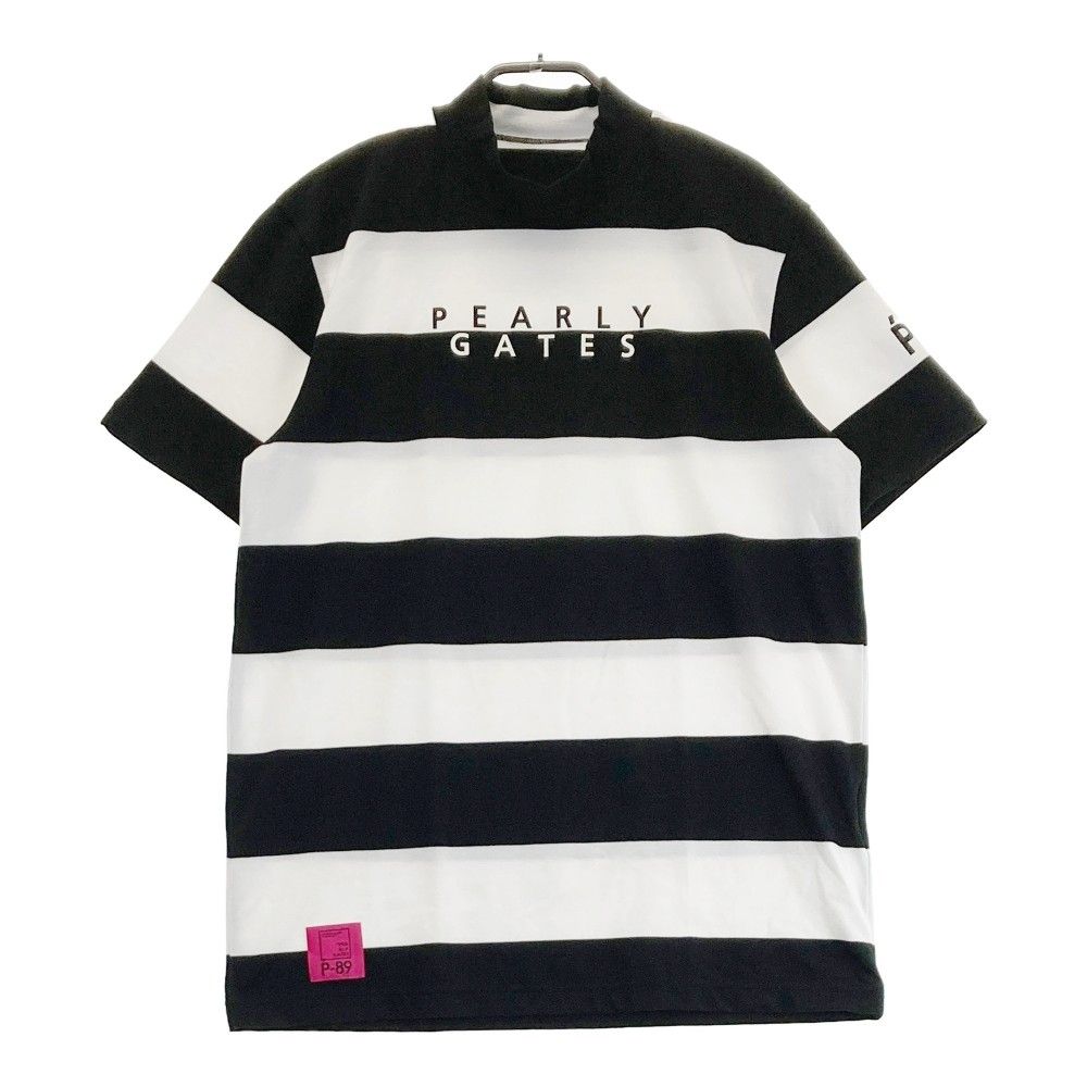 サイズ 6 PEARLY GATES パーリーゲイツ 2025年モデル ハイネック 半袖Tシャツ ボーダー柄 ホワイト系 240101246124 ゴルフウェア メンズ ストスト