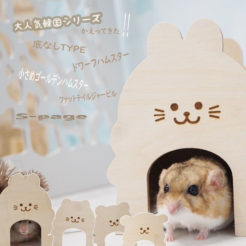 ハムスター　小動物　飼育セット　木製の家　おしゃれ　かわいい ハムスター ハウス 木製 小屋 寝床 おうち 韓国 安心安全 底なし