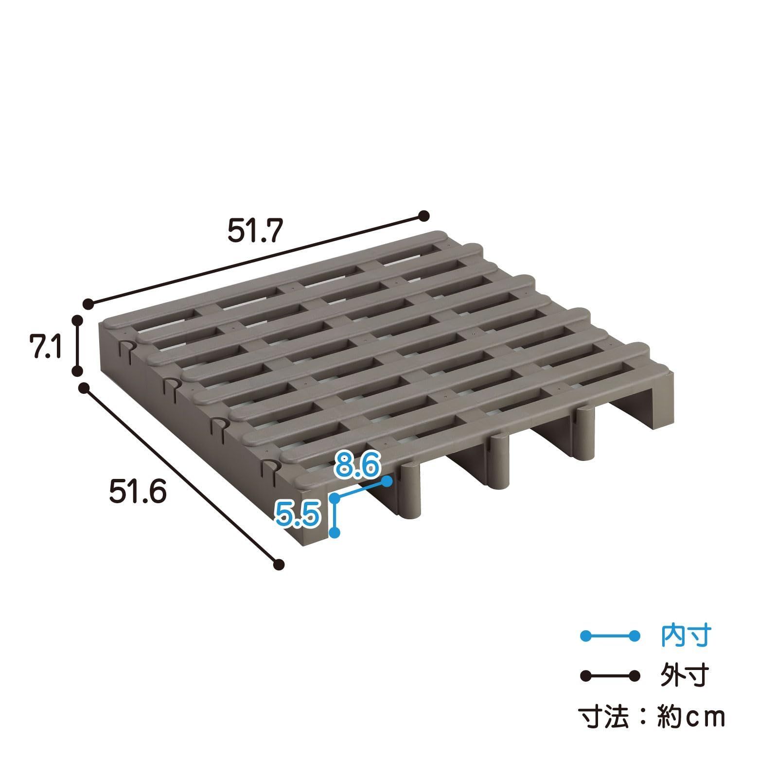 JS-BR8 自由 湿気防止 シングルサイズ 120kg 耐荷重 エコブラウン 幅51.7×奥行51.6×高さ7.1cm 8枚入り ジョイントふとんすのこ すのこベット Belca