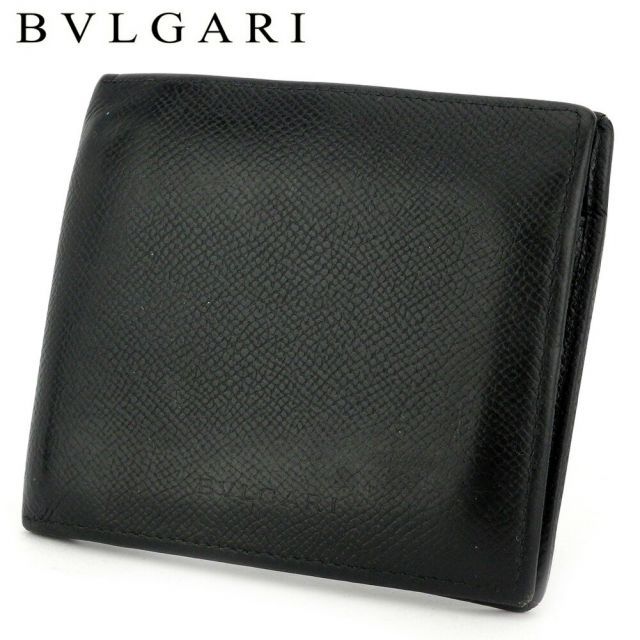 ◼️BVLGARI 二つ折り財布 ブラック レザー ブルガリ 二つ折り 財布 財布 レディース メンズ ブラック
