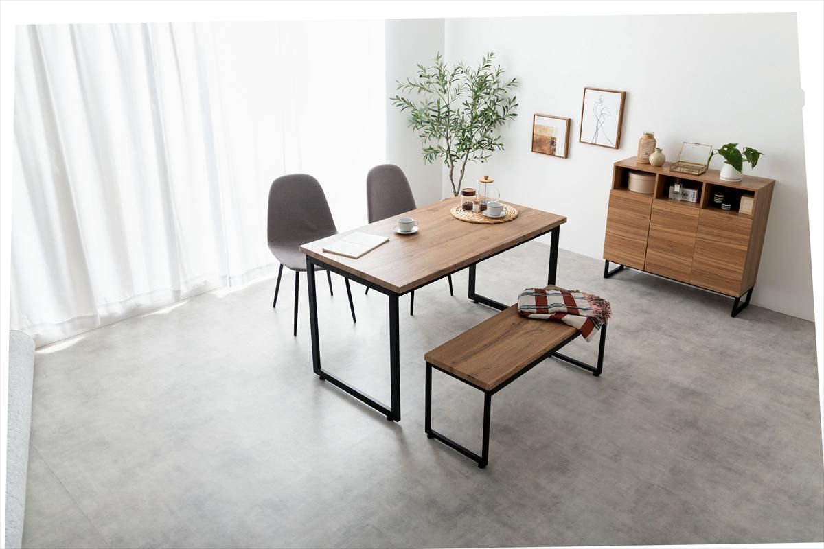 4点セット】Moku 幅130cmダイニングテーブル+ダイニングベンチ+