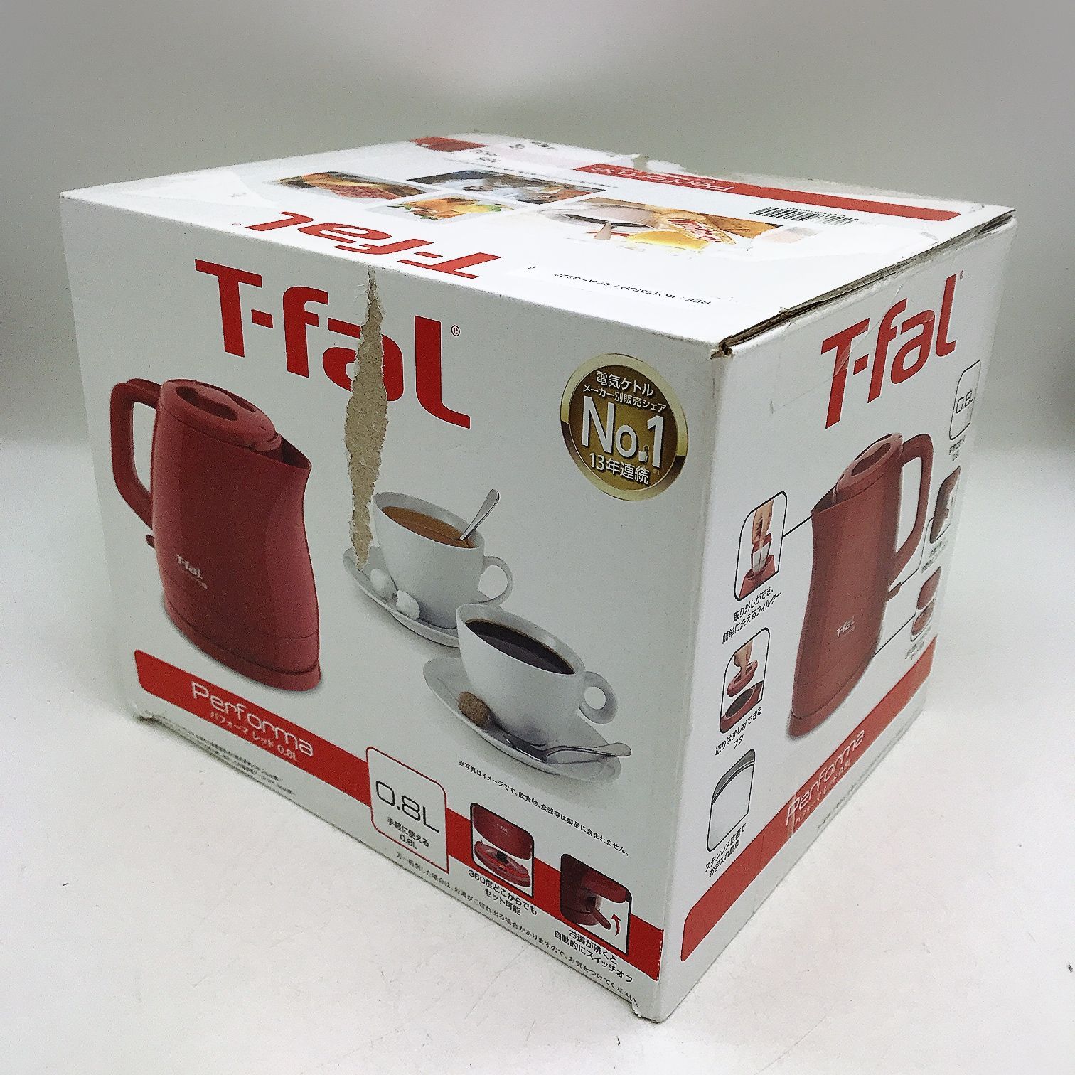 C6330◆T-fal (ティファール) パフォーマ レッド 電気ケトル 0.8L KO1535JP