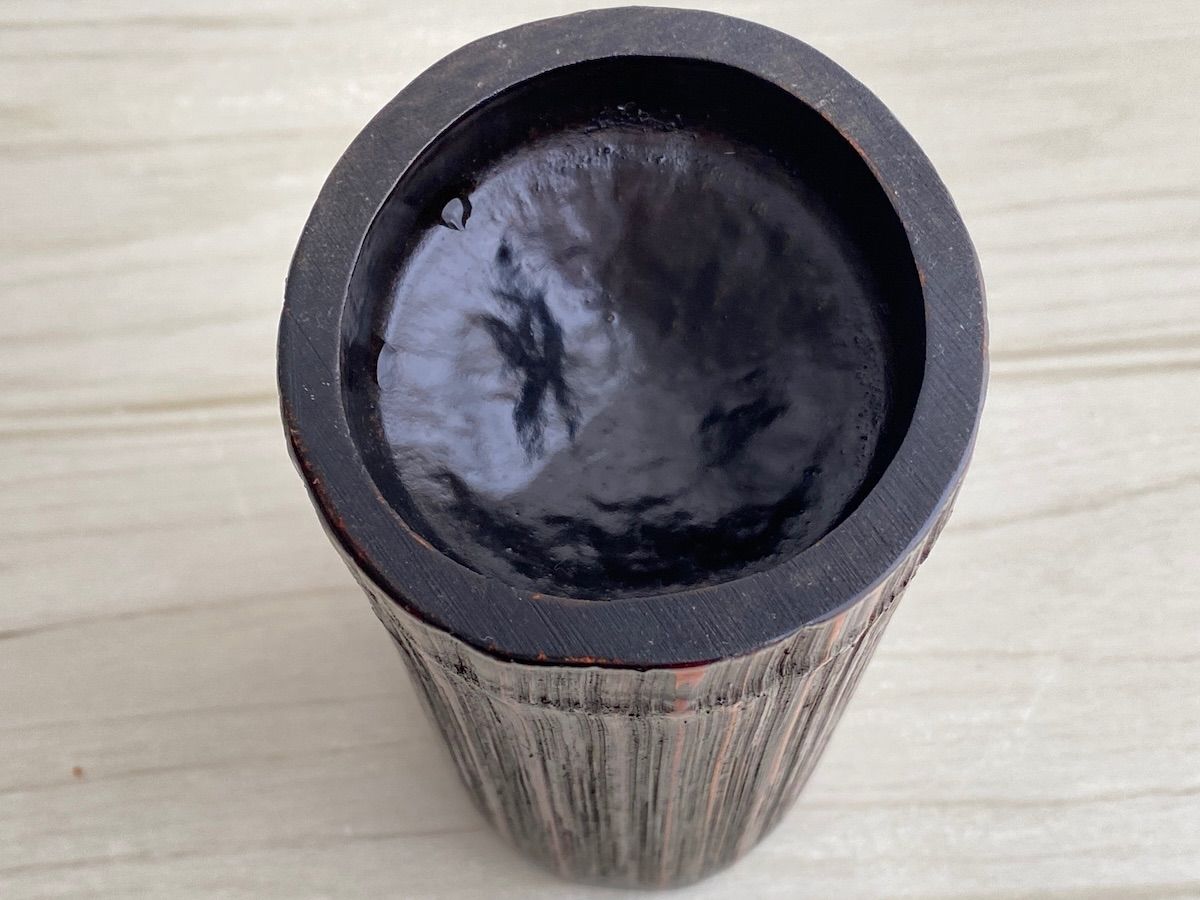 KB96】竹製 竹細工 竹工芸 花入 花器 丸筒型 直径7.5cm 高さ約