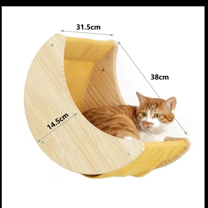 キャットウォーク【新品】猫用 木製クライミングシェルフ★  最大荷重12kg 月の形のベッド、はしご、ネコ型のシェルフの❤3点セット❤