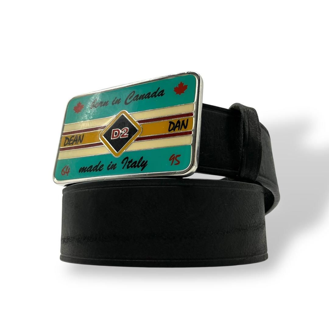 良品 2150 DSQUARED2 ベルト デカバックル ブルー ブラック 良品 2150 DSQUARED2 ベルト デカバックル ブルー ブラック