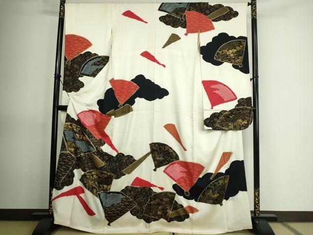 平和屋着物□豪華振袖 駒刺繍 草花文 枝梅 暈し染め 金彩 正絹 逸品