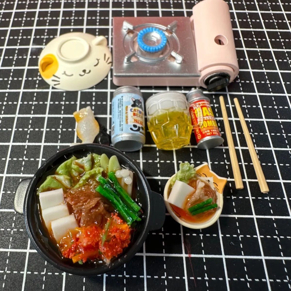 韓国キムチ鍋セット　シルバニア　リカちゃん　ドールハウス　ミニチュアフード 258 キムチ鍋セットA ⭐️ミニチュアフード キムチ鍋 ドール