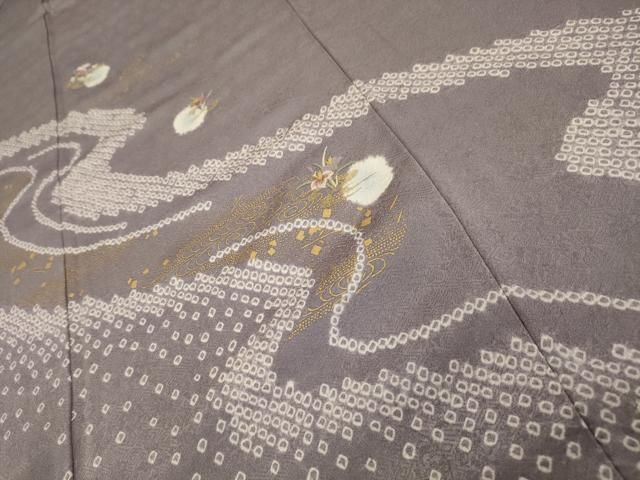 平和屋着物□訪問着 絞り 刺繍 流水花文 金糸 金彩 正絹 逸品
