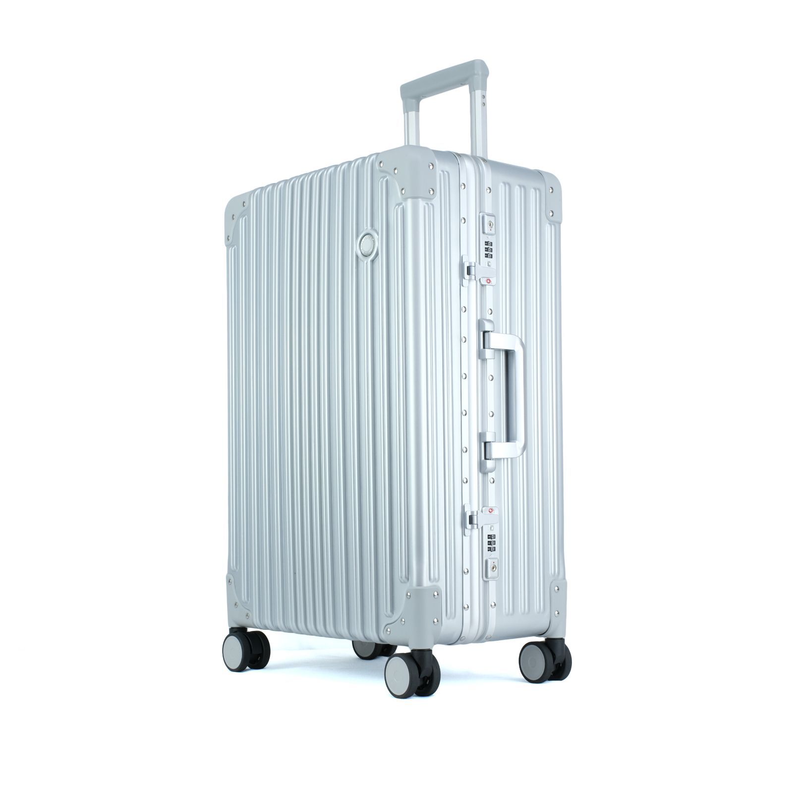[TRUNKTRAVEL] スーツケース キャリーバッグ Mサイズ シルバー アルミフレーム TSAロック 軽量 キャリーケース スーツ ケース  (M(5~7泊) 24インチ, シルバー)