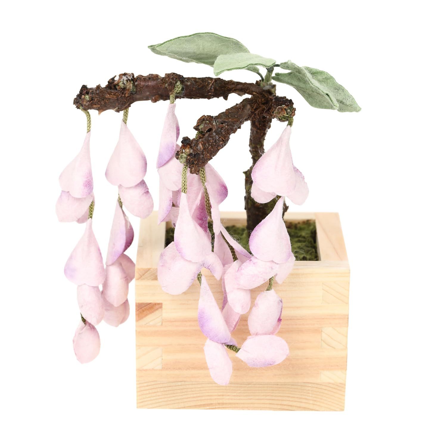 Rose7（ローズセブン） 手漉き和紙とひのき升を使用した 盆栽 bonsai 人工観葉植物 造花 フェイクグリーン 和風 和室用 インテリア 12cm (05. 藤(ふじ)) [05. 藤(ふじ)]