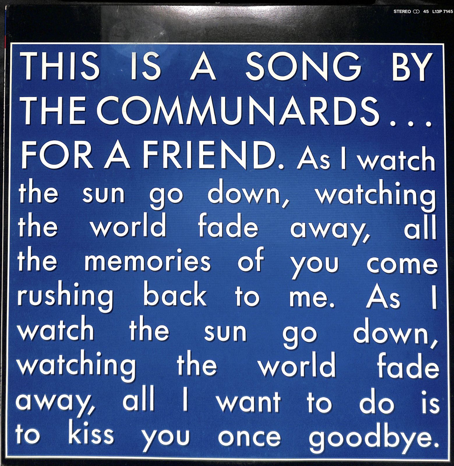 LP】The Communards For A Friend コミュナーズ L13P 7145