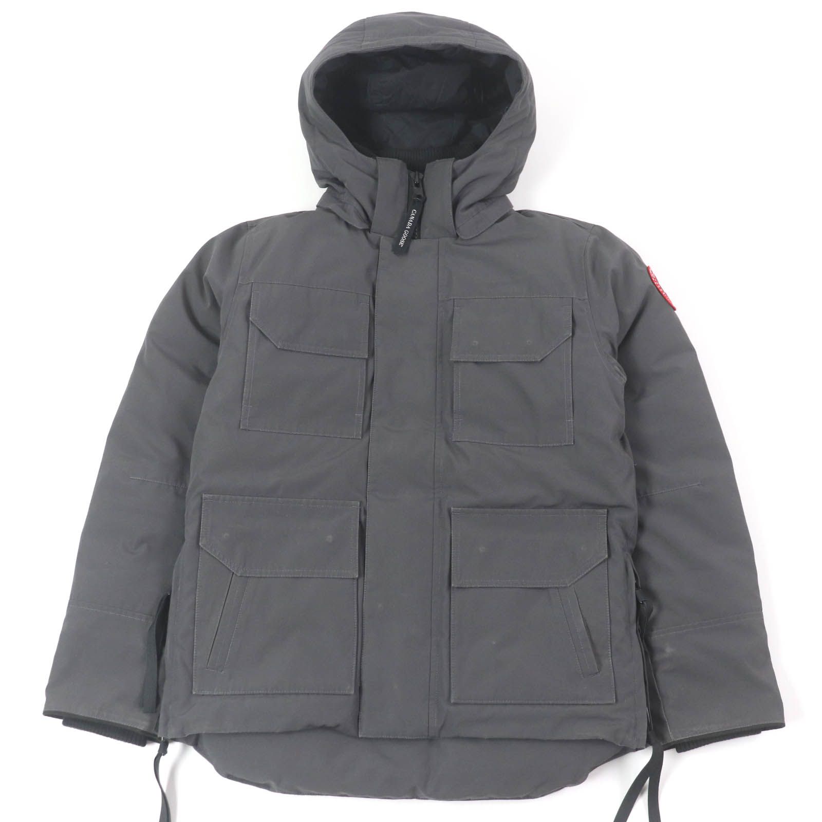 □CANADA GOOSE カナダグース 4550M MAITLAND フーデッド ロゴワッペン ダウンジャケット グラファイト S カナダ製 メンズ
