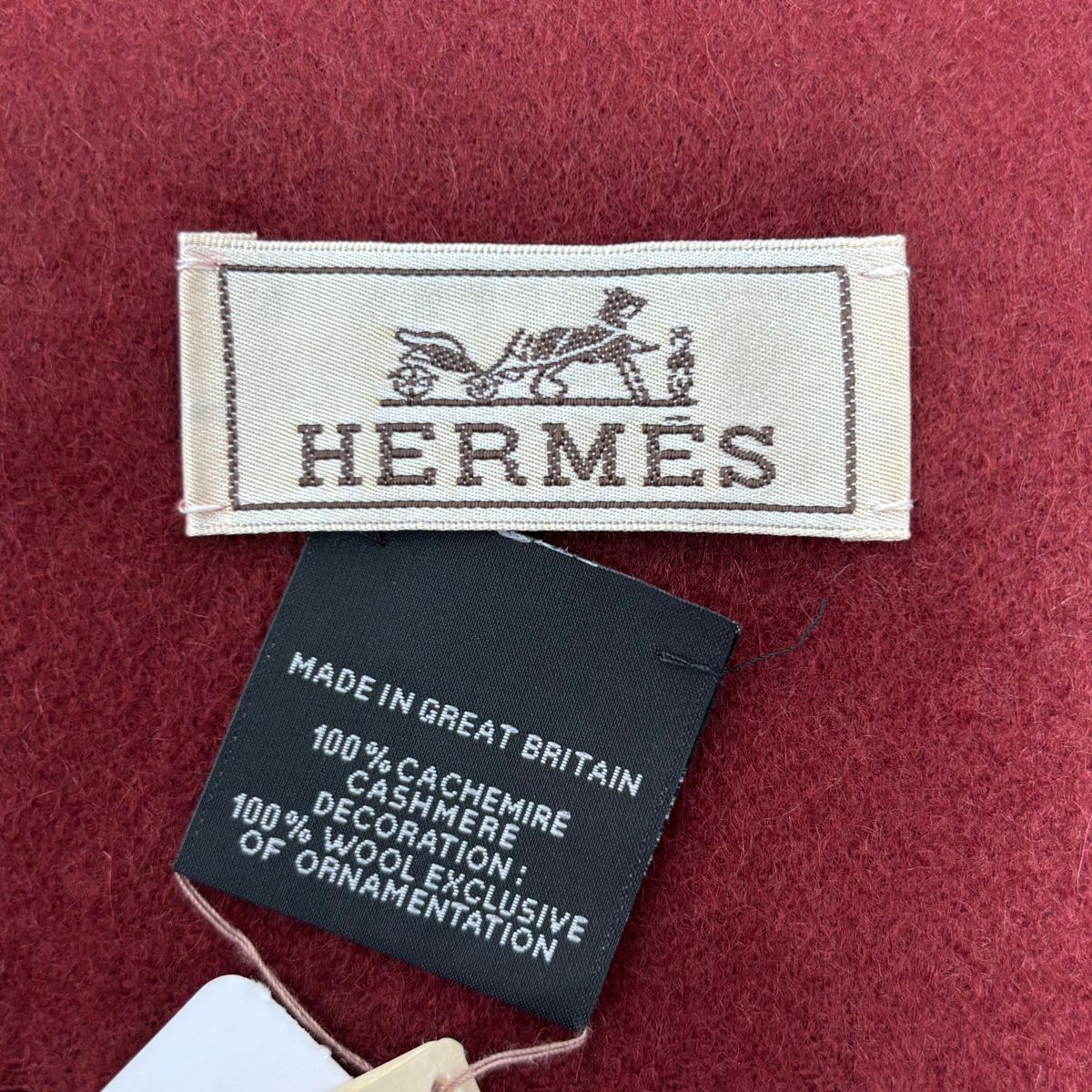 中古】 エルメス マフラー カシミア 100% ハイランズ ホースモチーフ 