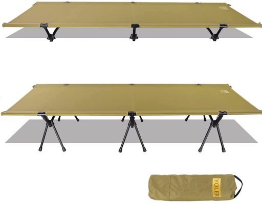 YOLER|ヨーラーキャンプコット軽量静音2WAYハイ|ロー切替 コンパクト折りたたみ式ワイド簡易ベッドアウトドア防災車中泊自宅用初コット快眠耐荷重150kg ブラウン