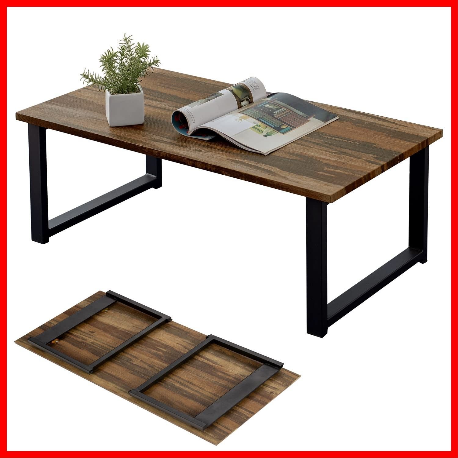 インダストリアル 【木目調天板×スチール脚】 リビング 机 ソファ