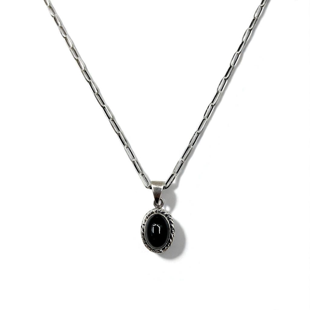 Vintage Silver Black Onyx Necklace インディアンジュエリー