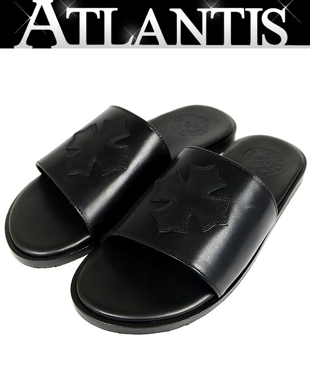 CHROME HEARTS 銀座店 クロムハーツ SLIDE CHプラス パッチ レザー サンダル メンズ size 41 黒 98200