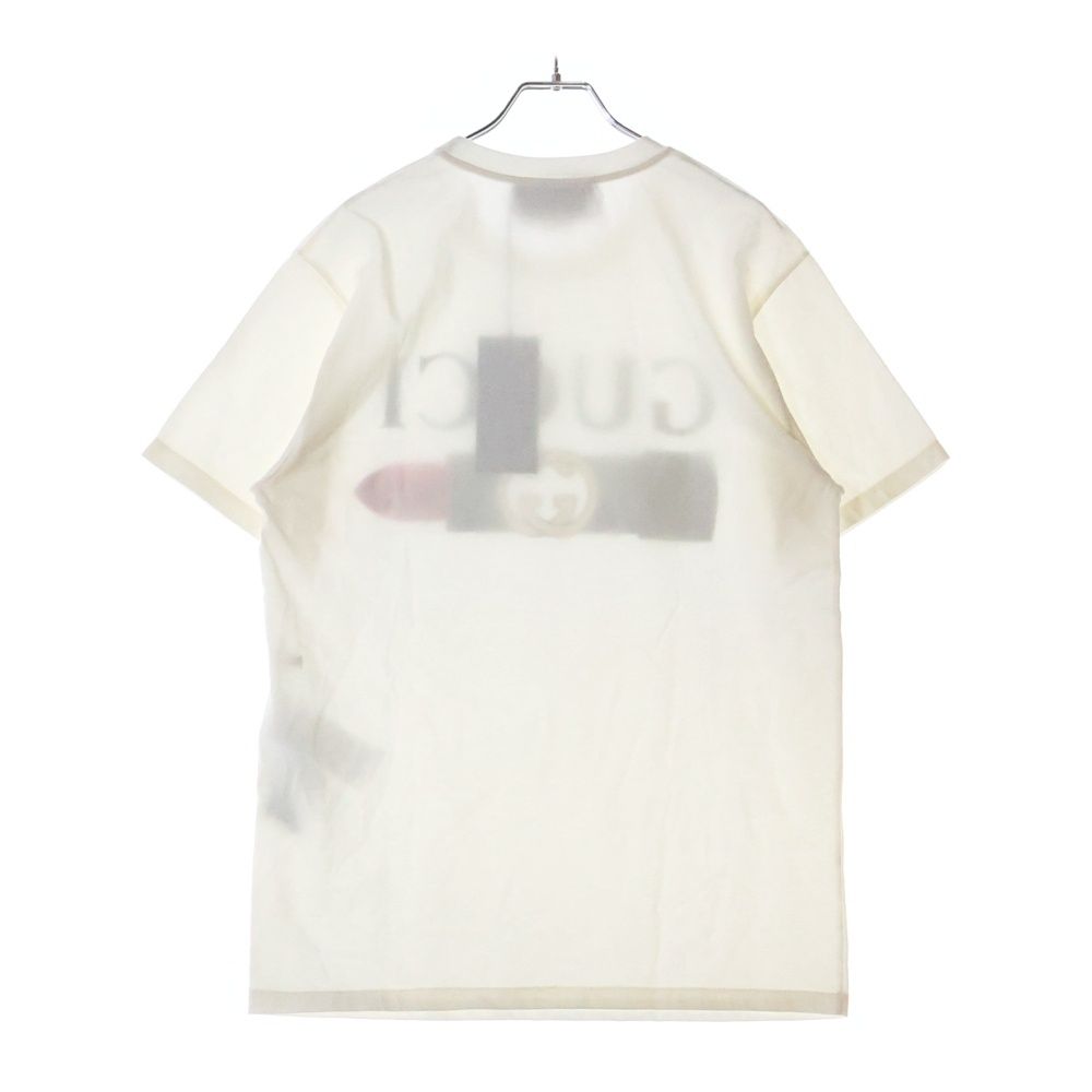 GUCCI - GUCCI グッチ インターロッキングG リップスティック ロゴ プリント 半袖Tシャツ カットソー ホワイト 717422 XJFHT GUCCI (グッチ) インターロッキングG リップスティック ロゴ プリント