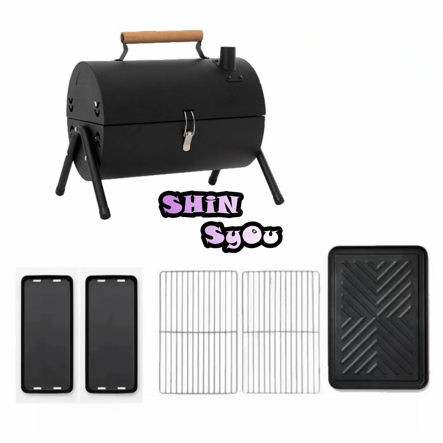焚き火台 バーベキューコンロ キャンプ BBQ グリル 鉄板付き 網