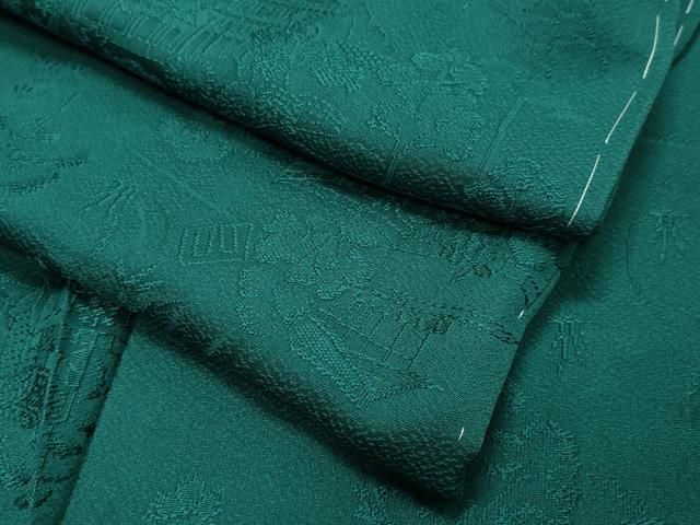 平和屋着物●上質な色無地 風景地紋 萌葱色 さが美扱い 正絹 CAAX5612gh