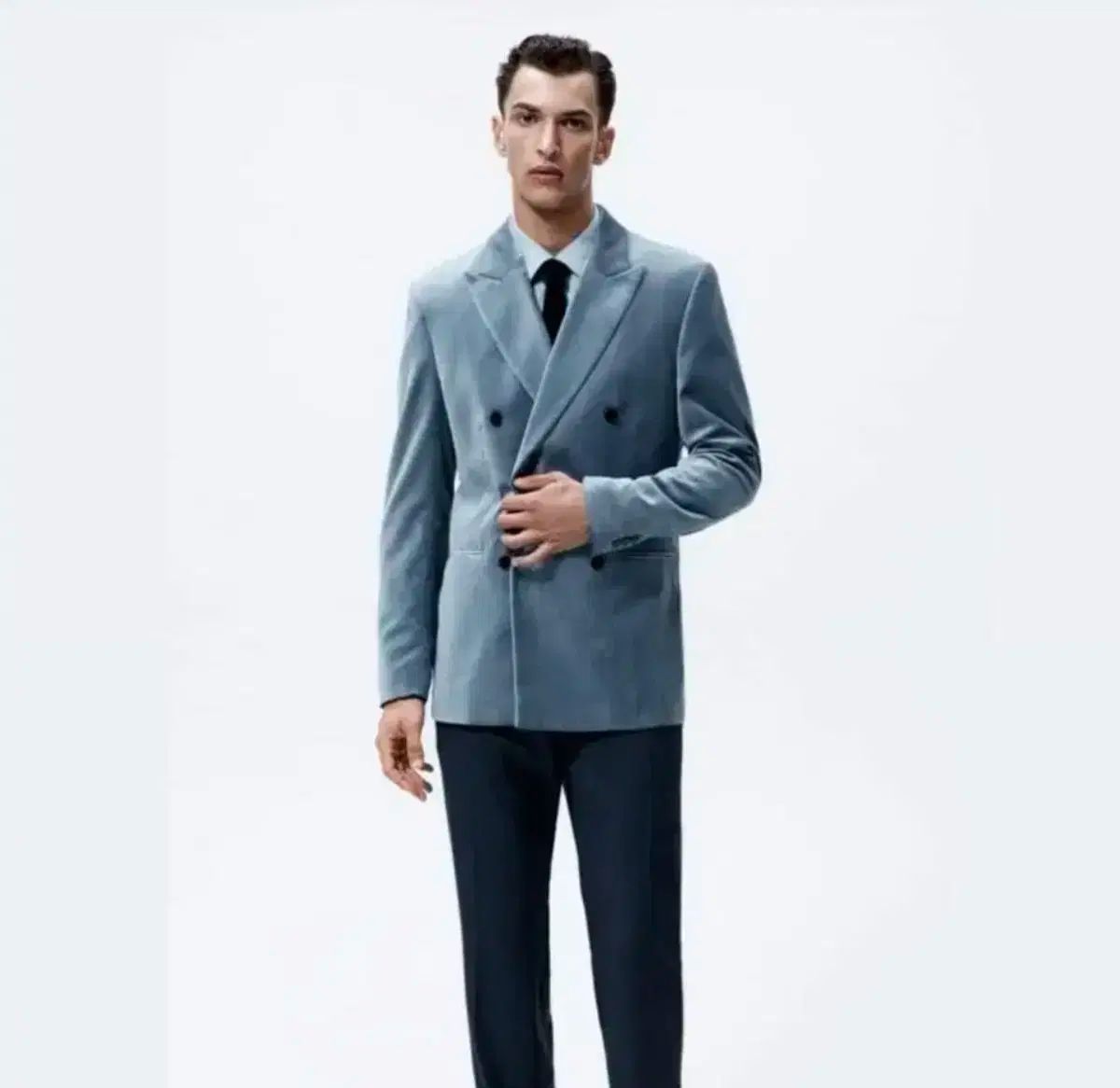 ZARA ZARA(ザラ) パーティー メンズ コレクション ベロア 青 スーツ 