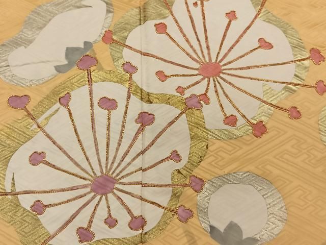 平和屋着物□豪華振袖 手描き 駒刺繡 枝梅文 金彩 正絹 逸品