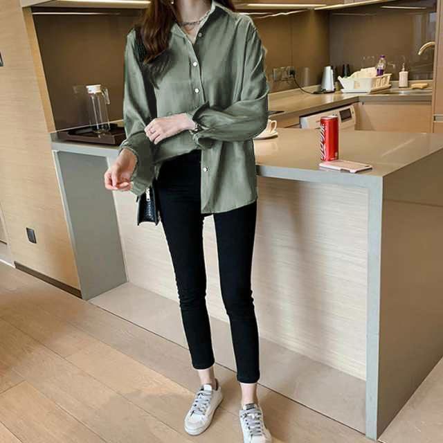 ブラウス 長袖 即 OK シャツ ゆったり キレイめ yunban 544