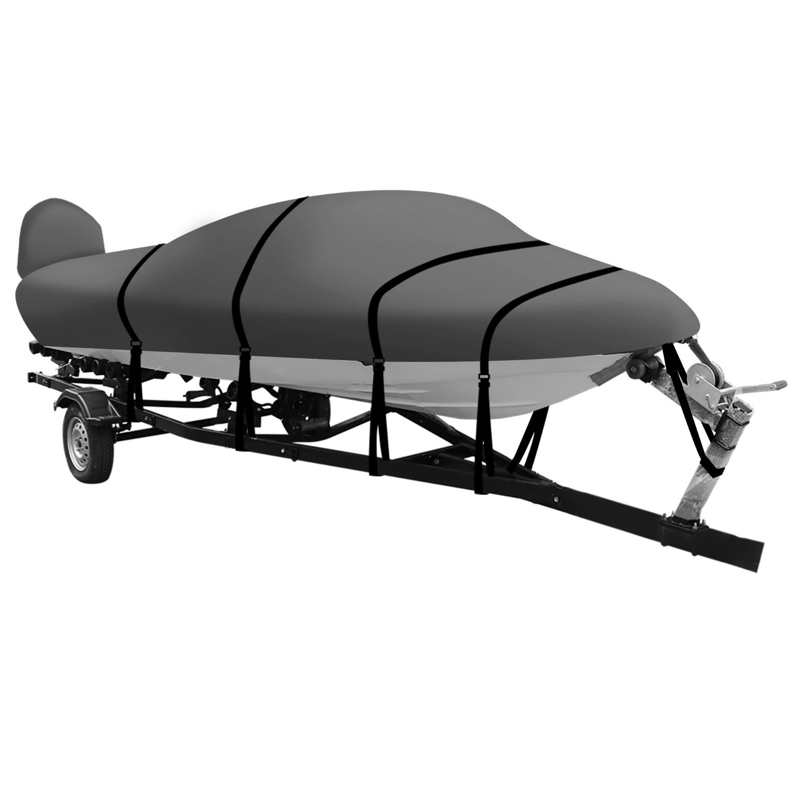 X AUTOHAUX トレーラブルボートカバー 600DマリングレードPUライニング防水UV耐性バスボートカバー ベイライナー三胴フィッシングランナバウトボート 16-18.5ft ライトグレー 幅最大94インチ