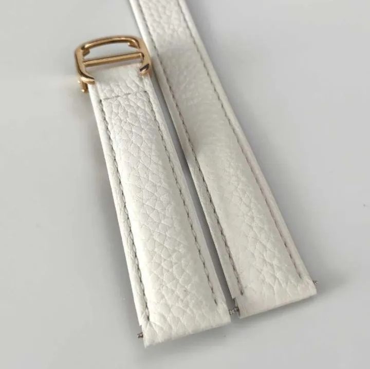 17mm 腕時計 社外品 レザーベルト ホワイト 白 シボ バックル付属